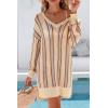 imageArachampCloz Womens Linen Blend Summer Swim Suit Cover Up V Neck Crochet Dress Striped Beach Vacation Outfits 2026Apricot Stripe