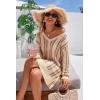 imageArachampCloz Womens Linen Blend Summer Swim Suit Cover Up V Neck Crochet Dress Striped Beach Vacation Outfits 2026Apricot Stripe