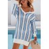 imageArachampCloz Womens Linen Blend Summer Swim Suit Cover Up V Neck Crochet Dress Striped Beach Vacation Outfits 2026Blue Stripe