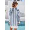 imageArachampCloz Womens Linen Blend Summer Swim Suit Cover Up V Neck Crochet Dress Striped Beach Vacation Outfits 2026Blue Stripe