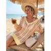 imageArachampCloz Womens Linen Blend Summer Swim Suit Cover Up V Neck Crochet Dress Striped Beach Vacation Outfits 2026Brick Stripe