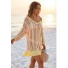 imageArachampCloz Womens Linen Blend Summer Swim Suit Cover Up V Neck Crochet Dress Striped Beach Vacation Outfits 2026Brick Stripe