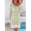 imageArachampCloz Womens Linen Blend Summer Swim Suit Cover Up V Neck Crochet Dress Striped Beach Vacation Outfits 2026Green Stripe