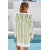 imageArachampCloz Womens Linen Blend Summer Swim Suit Cover Up V Neck Crochet Dress Striped Beach Vacation Outfits 2026Green Stripe