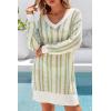 imageArachampCloz Womens Linen Blend Summer Swim Suit Cover Up V Neck Crochet Dress Striped Beach Vacation Outfits 2026Green Stripe
