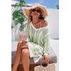 imageArachampCloz Womens Linen Blend Summer Swim Suit Cover Up V Neck Crochet Dress Striped Beach Vacation Outfits 2026Green Stripe