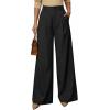 imageArachampCloz Womens Linen Blend Wide Leg AllSeason Business Casual Outfits Dress PantsBlack