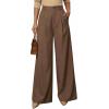 imageArachampCloz Womens Linen Blend Wide Leg AllSeason Business Casual Outfits Dress PantsCoffee