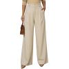 imageArachampCloz Womens Linen Blend Wide Leg AllSeason Business Casual Outfits Dress PantsKhaki