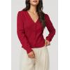 imageArachampCloz Womens Soft Cropped Cardigan Casual Lightweight Shrug Sweater TopsRed