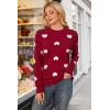 imageArachampCloz Womens Wool Blend Classic Crew Neck Casual Fall SweatersBurgundy White Heart