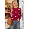 imageArachampCloz Womens Wool Blend Classic Crew Neck Casual Fall SweatersBurgundy White Heart