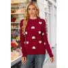 imageArachampCloz Womens Wool Blend Classic Crew Neck Casual Fall SweatersBurgundy White Heart