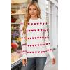 imageArachampCloz Womens Wool Blend Classic Crew Neck Casual Fall SweatersOffwhite Red Heart