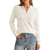imageArachampCloz Womens Wool Blend Collared Polo Pullover Spring Sweaters Business Casual Outfits 2026Offwhite
