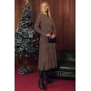 imageArachampCloz Womens Wool Blend Mock Neck Tie Waist Fall Winter Pleated Sweater Dress 2026Coffee