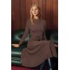 imageArachampCloz Womens Wool Blend Mock Neck Tie Waist Fall Winter Pleated Sweater Dress 2026Coffee