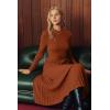 imageArachampCloz Womens Wool Blend Mock Neck Tie Waist Fall Winter Pleated Sweater Dress 2026Rust