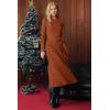 imageArachampCloz Womens Wool Blend Mock Neck Tie Waist Fall Winter Pleated Sweater Dress 2026Rust