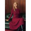 imageArachampCloz Womens Wool Blend Mock Neck Tie Waist Fall Winter Pleated Sweater Dress 2026Wine Red