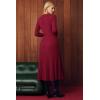 imageArachampCloz Womens Wool Blend Mock Neck Tie Waist Fall Winter Pleated Sweater Dress 2026Wine Red