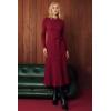 imageArachampCloz Womens Wool Blend Mock Neck Tie Waist Fall Winter Pleated Sweater Dress 2026Wine Red