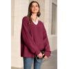 imageArachampCloz Womens Wool Blend Oversized V Neck Casual Sweaters 2025Dark Red