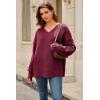 imageArachampCloz Womens Wool Blend Oversized V Neck Casual Sweaters 2025Dark Red