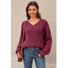 imageArachampCloz Womens Wool Blend Oversized V Neck Casual Sweaters 2025Dark Red