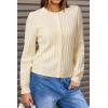 imageArachampCloz Womens Wool Blend Puff Sleeve Fall Cable Knit Cardigan Sweaters 2025Beige