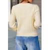 imageArachampCloz Womens Wool Blend Puff Sleeve Fall Cable Knit Cardigan Sweaters 2025Beige