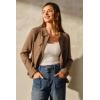 imageArachampCloz Womens Wool Blend Spring Fashion Button Down Cropped Jacket Shackets 2026Brown