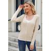 imageArachampCloz Womens Wool Blended Ribbed Cardigan Lightweight Long Sleeve Sweater 2025 Spring Fashion Button Down Knit TopApricot