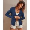 imageArachampCloz Womens Wool Blended Ribbed Cardigan Lightweight Long Sleeve Sweater 2025 Spring Fashion Button Down Knit TopNavy Blue