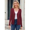 imageArachampCloz Womens Wool Blended Ribbed Cardigan Lightweight Long Sleeve Sweater 2025 Spring Fashion Button Down Knit TopRed