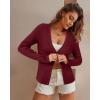 imageArachampCloz Womens Wool Blended Ribbed Cardigan Lightweight Long Sleeve Sweater 2025 Spring Fashion Button Down Knit TopRed