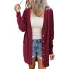 imageArachampCloz Womens Lightweight Cardigan Sweater Fashion Long Sleeve Summer Casual Outfits with Pocket Cozy CloudsWine