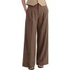 imageArachampCloz Womens Linen Blend Wide Leg AllSeason Business Casual Outfits Dress PantsCoffee