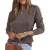imageArachampCloz Womens Wool Blend Classic Crew Neck Casual Fall SweatersCablecoffee