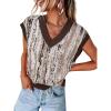 imageArachampCloz Womens Wool Blend Fall Printed Cute Trendy Sweater Vests 2025Brown