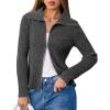 imageArachampCloz Womens Wool Blend Fashion Zip Up Cardigan Sweater OutfitDark Gray