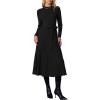 imageArachampCloz Womens Wool Blend Mock Neck Tie Waist Fall Winter Pleated Sweater Dress 2026Black