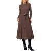 imageArachampCloz Womens Wool Blend Mock Neck Tie Waist Fall Winter Pleated Sweater Dress 2026Coffee