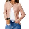 imageArachampCloz Womens Wool Blend Puff Sleeve Fall Cable Knit Cardigan Sweaters 2025Pink