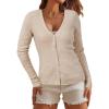 imageArachampCloz Womens Wool Blended Ribbed Cardigan Lightweight Long Sleeve Sweater 2025 Spring Fashion Button Down Knit TopApricot