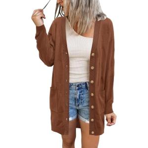 imageArachampCloz Womens Lightweight Cardigan Sweater Fashion Long Sleeve Summer Casual Outfits with Pocket Cozy CloudsBrown