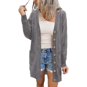 imageArachampCloz Womens Lightweight Cardigan Sweater Fashion Long Sleeve Summer Casual Outfits with Pocket Cozy CloudsGrey