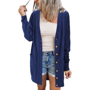 imageArachampCloz Womens Lightweight Cardigan Sweater Fashion Long Sleeve Summer Casual Outfits with Pocket Cozy CloudsNavy Blue