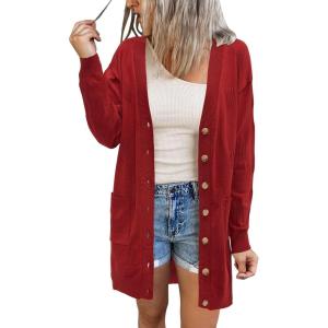 imageArachampCloz Womens Lightweight Cardigan Sweater Fashion Long Sleeve Summer Casual Outfits with Pocket Cozy CloudsRust