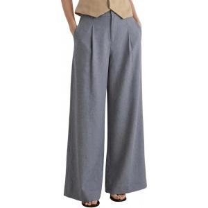imageArachampCloz Womens Linen Blend Wide Leg AllSeason Business Casual Outfits Dress PantsGrey